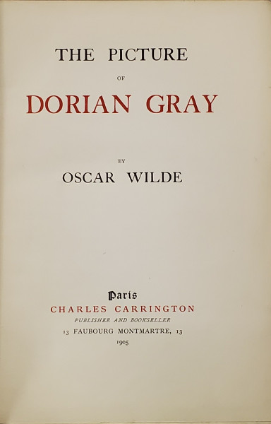 THE PICTURE OF DORIAN GRAY by OSCAR WILDE , 1905