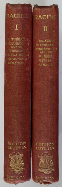 THEATRE par RACINE , TOMES I - II , EDITIE DE INCEPUT  DE SECOL XX
