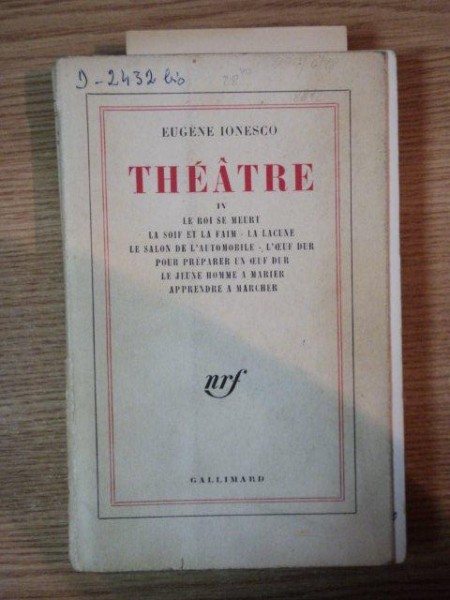 THEATRE VOL IV de EUGENE IONESCO , 1966