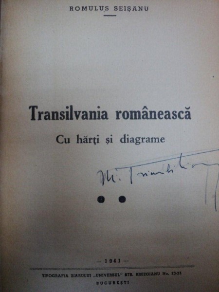 TRANSILVANIA ROMANEASCA... CU HARTI SI DIAGRAME-BUCURESTI 1934