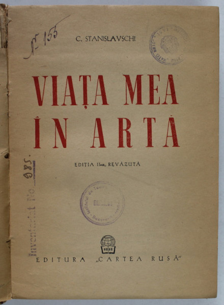 VIATA MEA IN ARTA de C . STANISLAVSCHI , 1951