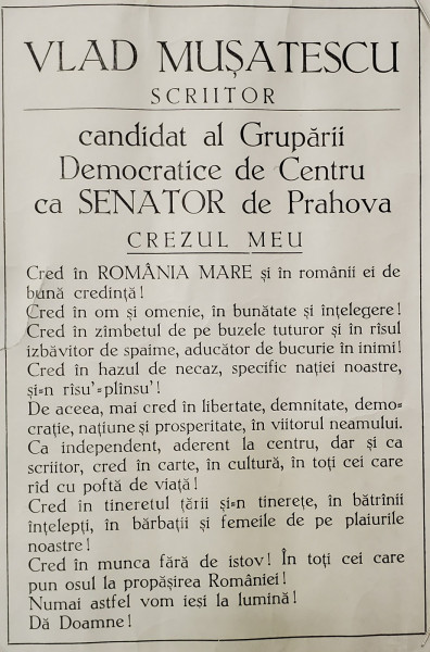 VLAD MUSATESCU , SCRIITOR , DOUA  AFISE ELECTORALE , ANII ' 90